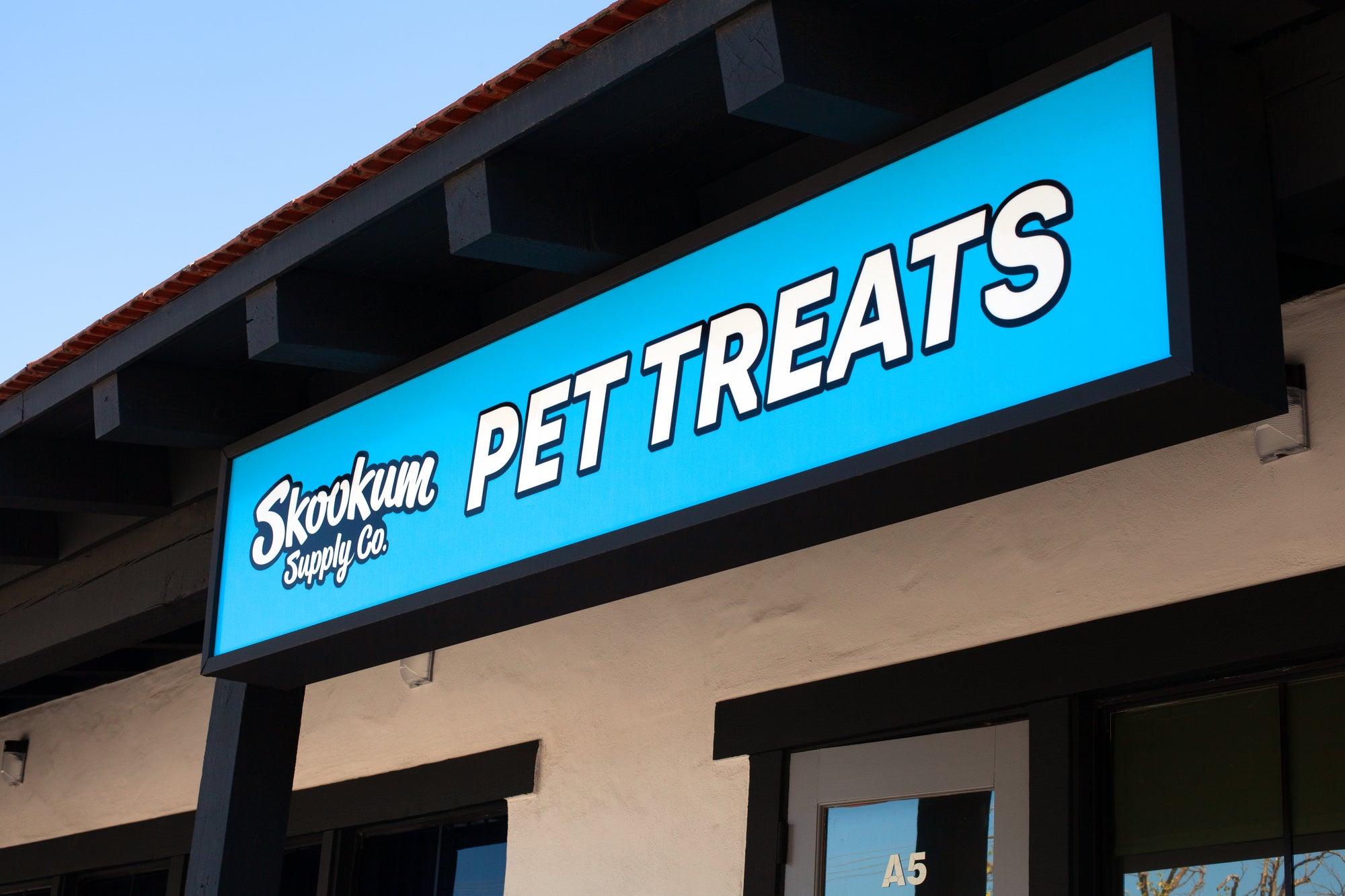 Skookum Supply Co. Pet Treats shop sign